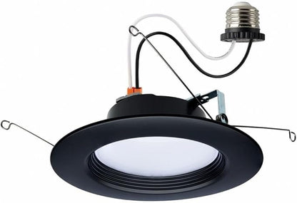 Satco S11835R1, 9 Watt; Dimmable LED Downlight Retrofit; 5.6 Inch; CCT Selectable Warm White to Natural Light; 120 Volts; Black Finish; Residential and Commercial Use