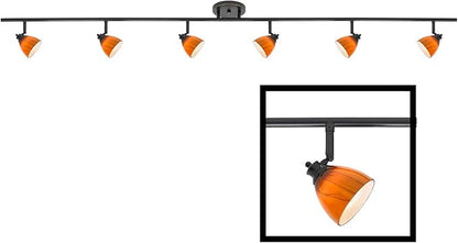 6-Light Fixed Track Lighting Kit Dark Bronze Finished Amber Cloud Glass Shades D168-66-DB-AMC
