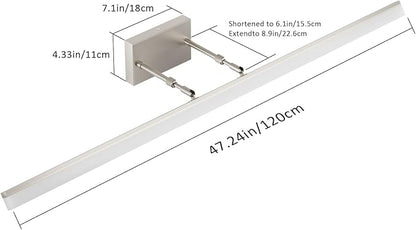 Aipsun 48inch Brushed Nickel Bathroom Llight Fixtures LED Vanity Light Adjustable Modern Vanity Lights Over Mirror Rotatable Lighting 5500K