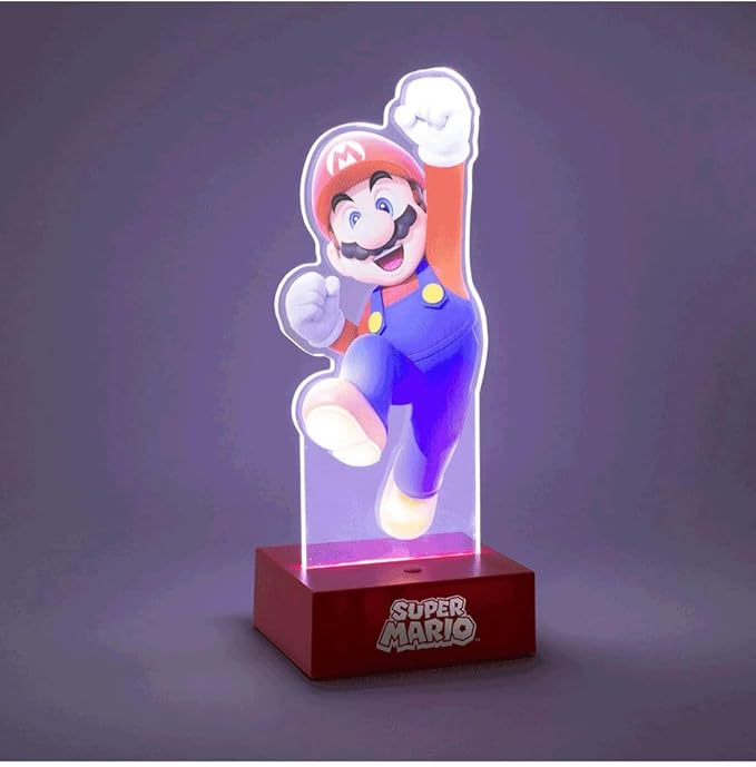 Paladone Super Mario Acrylic Light - Officially Licensed Nintendo, Lamp to Decorate Your Gaming Desk or Night Stand, Bedroom Decor Gamers, Battery Powered