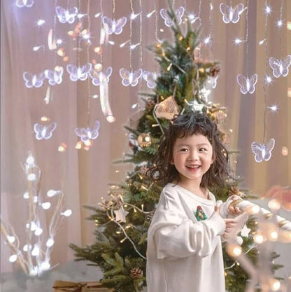 Butterfly Curtain Fairy Lights USB Plug in, 8 Modes 96 LED 11.5FT Firefly Window Twinkle Timer String Lights with Remote for Bedroom Patio Christmas Wedding Party Decoration (Pure White)
