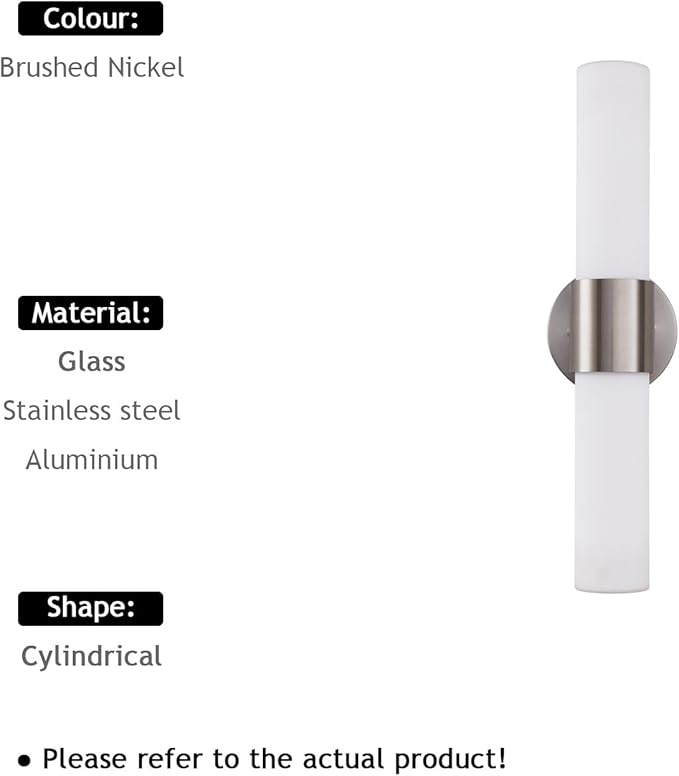 18" Modern Wall Sconce with Frosted Glass Shades, for Bathroom Mirror Bedroom Living Room Hallway, Brushed Nickel Finish