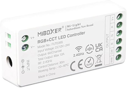 LGIDTECH FUT039S RGB+CCT Color LED Strip Light Controller,Input DC 12-24V,Output Max 12A