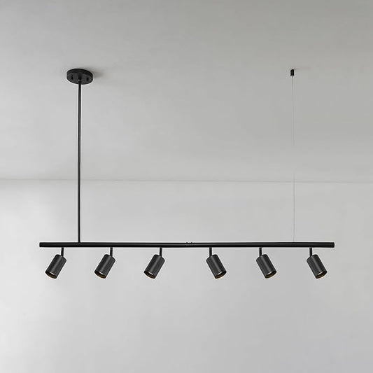 Globe Electric 64000123 55" 6-Light Adjustable Height Track Light, Matte Black, Pivoting Heads, GU10 Base Bulbs Not Included, Ceiling Light Fixture, Kitchen and Home Lighting Decor