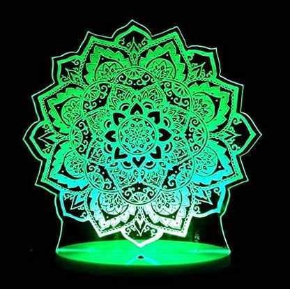 3D Lotus Flower Night Light Lamp Illusion 16 Color Changing Table Desk Decoration Lamps Gift with Acrylic Flat ABS Base USB Cable Toy