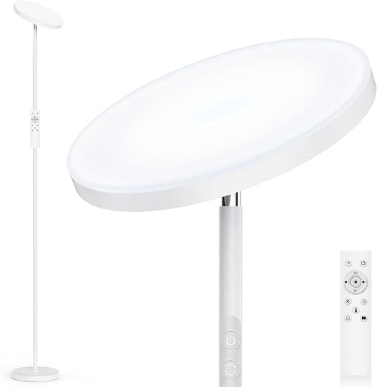 OHLUX Floor Lamps for Living Room, Bright LED Standing Lamp with Remote, Modern Color Changing Tall Lamp with Stepless Dimming, 69" Corner Floor Lamp for Bedroom, Office, White