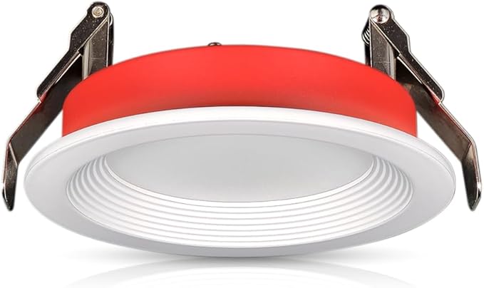 Leviton in. 2 Hour Fire-Rated Round Baffle Slim LED Canless Downlight, 1000 Lumens, 5 CCT Color Selectable 2700K-5000K, Dimmable, IC Rated, 4