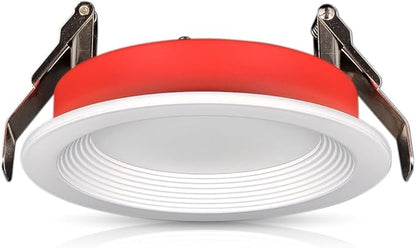 Leviton in. 2 Hour Fire-Rated Round Baffle Slim LED Canless Downlight, 1000 Lumens, 5 CCT Color Selectable 2700K-5000K, Dimmable, IC Rated, 4