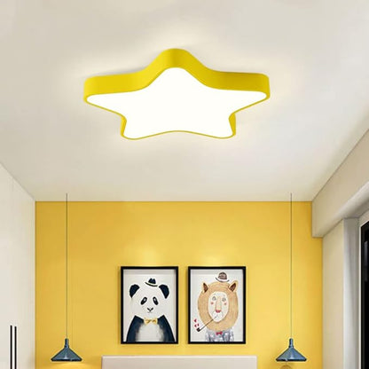 LED Ceiling Light Fixture, Modern Pentagram Recessed Ceiling Lights, 3000K-6000K Dimmable Light, Close to Lighting Flush Mount Living Room Pendant Lamps (Yellow, 24inch)