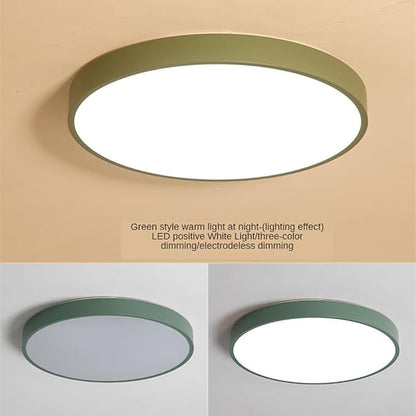 LED Ceiling Light Fixture,16 Inch Modern Round Recessed Ceiling Lights,Dimmable Light,24W Green Close to Ceiling Lighting Flush Mount Living Room Bedroom,3000K-6000K