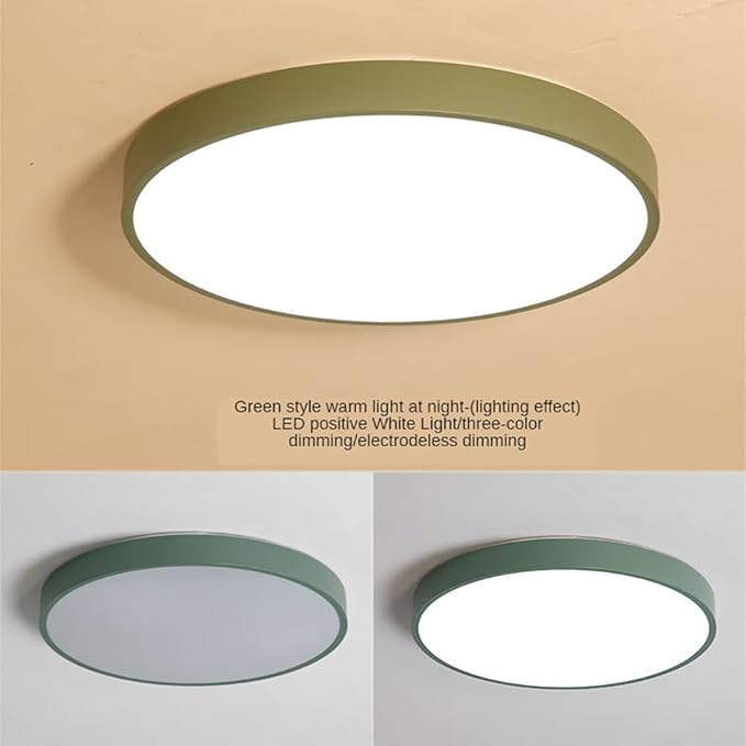 LED Ceiling Light Fixture,20 Inch Modern Round Recessed Ceiling Lights,3000K-6000K Ceiling Lamp Dimmable Light,36W Green Close to Ceiling Lighting Flush Mount Living Room Bedroom