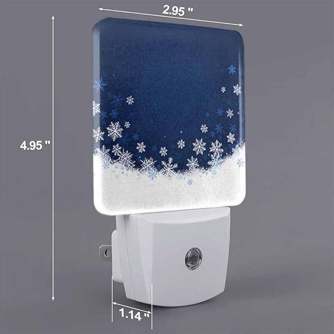 Snowflakes Night Light Plug-into Wall Merry Christmas A Snowy Winter Nightlight Lamp with Dusk to Dawn Sensor, Led Lamp 0.5W Energy Efficient for Home Decor