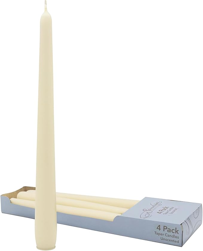 Stonebriar Tall 10" Ivory Unscented 4 Pack Taper Candles