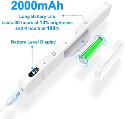 Ferswe 3W Rechargeable Light Bar with Remote Control, 3 Color Adjustable Mirror Lights, 2000mAh Battery Makeup, Touch for Cabinets, Magnetic Stick On for Closet, Kitchen