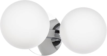 Bathroom Vanity Light Fixtures, Modern 2 Lights Globe Wall Sconce Lighting Chrome, Porch Wall Mount Light Fixture for Bathroom, Mirror Cabinets Hallway Stairs