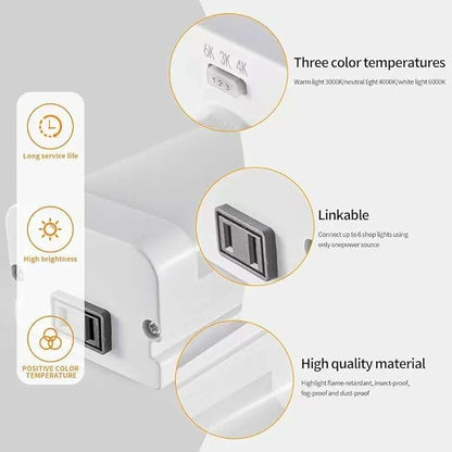 4FT Linkable 60W LED Shop Lights Warm White 3000K 4000K 6000K 6000LM for Garages Shop, Linear Work Light Fixture Hanging or FlushMount with Plug, ETL 2 Pack