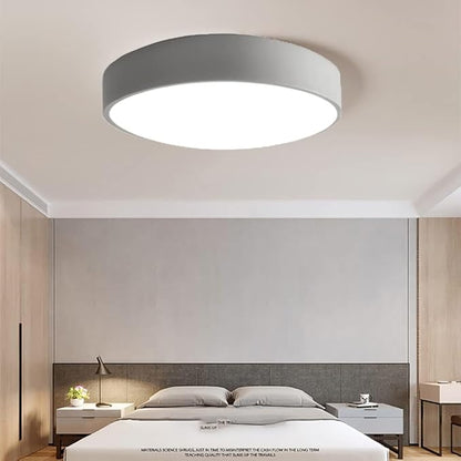 LED Ceiling Light Fixture,20 Inch Modern Round Recessed Ceiling Lights,Dimmable Light,36W Grey Close to Ceiling Lighting Flush Mount Living Room Bedroom,3000K-6000K