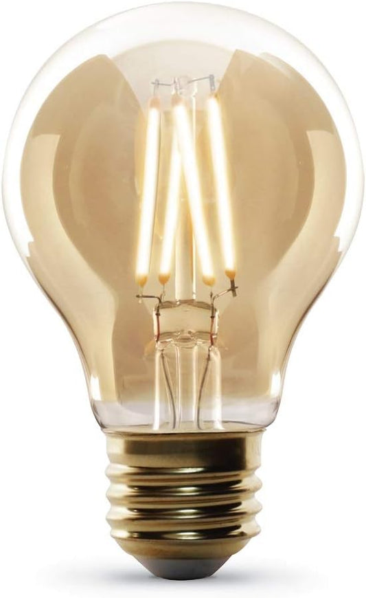 Feit Electric Vintage Exposed Filament Smoke Glass LED AT19 with a Medium E26 Base Light Bulb - 60W Equivalent - 10 Year Life - 300 Lumen - 5000K Daylight - Dimmable | Original Vintage