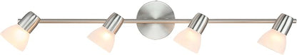 XiNBEi Lighting Track Light, Modern Fixed Rail Lighting with Glass, 4 Light Kitchen Ceiling Light Brushed Nickel XB-TR1237-4-BN