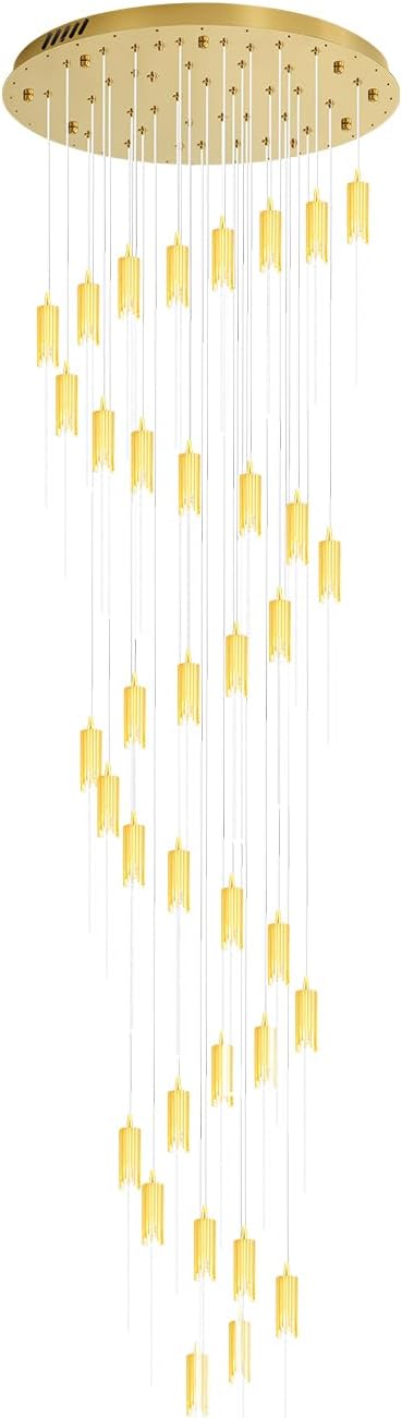 Flashing God 181'' Large Chandeliers for High Ceiling 36-Lights Raindrop Crystal Chandelier Modern Bubble Chandelier Crystal Pendant Light for Living Room Staircaes Foyer Entrance Gold