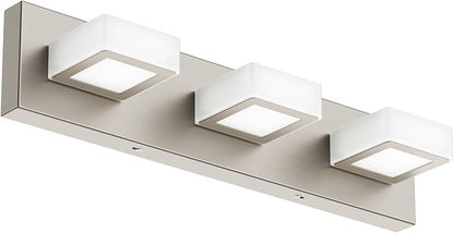 Ralbay Brushed Nickel Bathroom Vanity Lights Metal Acrylic LED Modern Bathroom Wall Lighting Fixtures Brushed Nickel