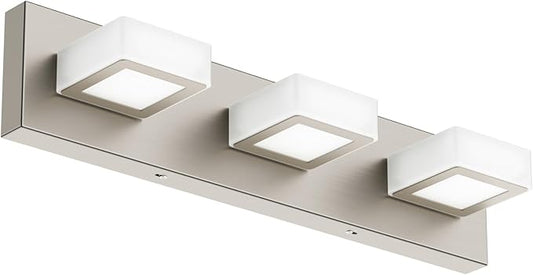 Ralbay Brushed Nickel Bathroom Vanity Lights Metal Acrylic LED Modern Bathroom Wall Lighting Fixtures Brushed Nickel