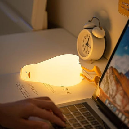 YR YRHH-PET Existential Crisis Duck Lamp, Squishy Kid Cute Lying Flat Duck Night Light, Rechargeable Ducky Lay Touch Lamp, College White Elephant Gifts, Boy Girl Fun Birthday Gift, Safe Silicone Decor