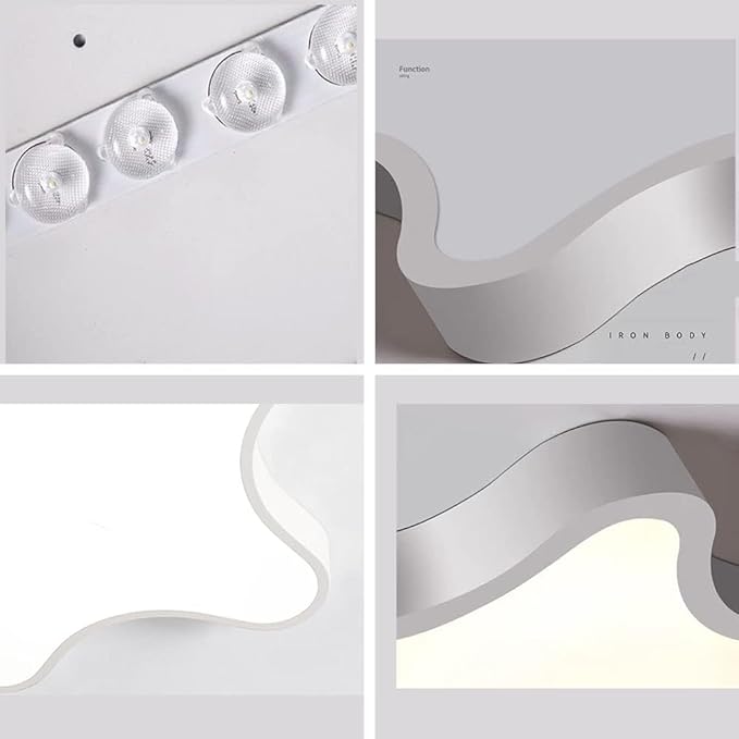 LED Ceiling Light Fixture, Modern Pentagram Recessed Ceiling Lights, 3000K-6000K Dimmable Light, Close to Lighting Flush Mount Living Room Pendant Lamps (White, 24inch)
