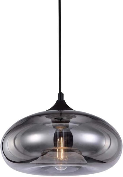 11" Industrial Vintage Colorful Glass Pendant Lighting 1-Light Farmhouse Loft Bar Ceiling Hanging Lamp Kitchen Island Dining Room Bedroom Chandelier (Silver)