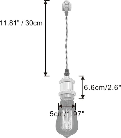 Kiven H-Type Wire Track LightPendants, 11.8 Inch Cord Length White Weave Rope, Restaurant DecorativePendant Light Industrial Pendant Lamp 3 Pack,Bulb Not Included（White）