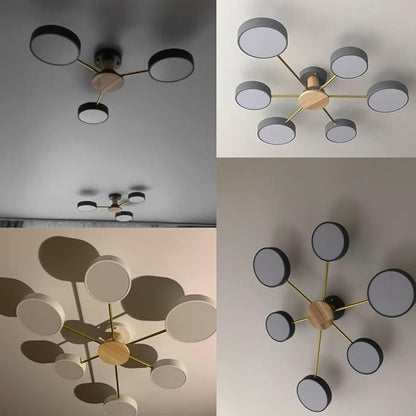 6-Lights LED Ceiling Lighting 41 Inch Modern Ceiling Lights Flush Mount Recessed Lighting Ceiling Light 48W Dimmable Living Room Bedroom Kitchen, 3000K-6000K Black