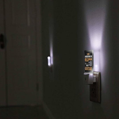 LED Night Light,Guitar Saying Quotes LED Night Light Plug into Wall with Dusk to Dawn Light Sensor White Energy Efficient Nightlight for Bedroom Bathroom Hallway Living Room Kitchen
