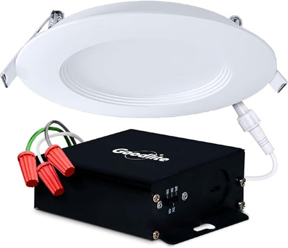 Goodlite 4" LED Round, Recessed Ultra Slim Baffle-Trim Fixture, 12W, 120-277V, CRI 90+, Wet & ETL, Triac & 0-10V Dimming, 1000 Lumens, Color Selectable 2700k-3000k-3500k-4100k-5000k, 1ct (G-97822)