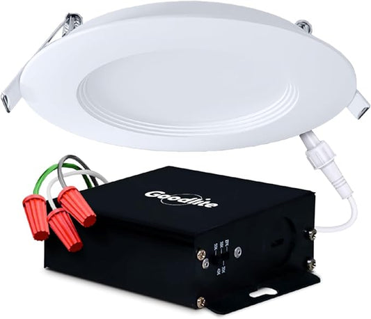 Goodlite 4" LED Round, Recessed Ultra Slim Baffle-Trim Fixture, 12W, 120-277V, CRI 90+, Wet & ETL, Triac & 0-10V Dimming, 1000 Lumens, Color Selectable 2700k-3000k-3500k-4100k-5000k, 1ct (G-97822)