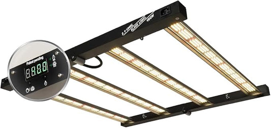 Lucius 400W Grow Light with Master Control Timer Sunrise Sunset, 2.9 μmol/J Growing Lamp with LED Display, Full Spectrum& Dimmable LED Grow Light for Seed Starting, Seedlings, Veg, Bloom