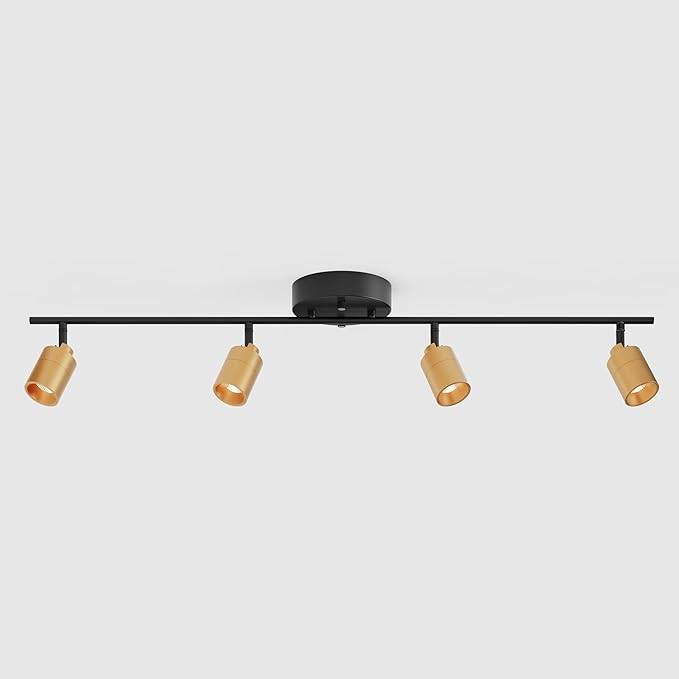 Shura Black & Brass 4-Light Track Light with Adjustable Heads, Integrated LED Bulbs, 3 ft. Track Lighting Kit Ceiling Light, 3000k, 2240 Lumens