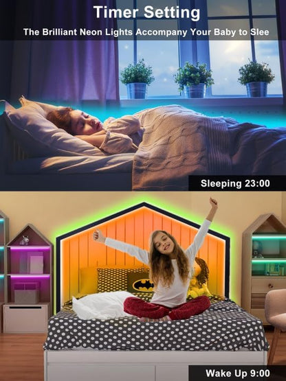 Ledagic 132ft RGB LED Neon Rope Lights with App, Remote Control, IP65 Waterproof Neon Light Strip Outdoor Indoor, DIY Design Flexible Led Strip Lights for Bedroom Essentials, Gaming Accessories
