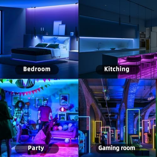 GANZQH 190FT Led Lights for Bedroom, Color Changing RGB Led Strip Lights Indoor, Music Sync Led Light Strip with Remote and App Control, DIY Led Lights for Room Home Decor Ambient Lighting (2 * 95FT)