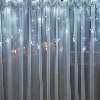Butterfly Curtain Lights, 13ft 96 LED USB Window Fairy Lights 16 Butterflies 8 Modes Firefly Twinkle Timer String Lights with Remote for Room Bedroom Wall Ceiling Party Wedding Christmas