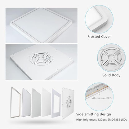 12Inch 24W Square LED Ceiling Light Fixtures Flush Mount, 2800K Warm White LED Ceiling Lamp, Surface Mount Modern Ceiling Lights, Slim Flat Panel Lighting for Bedroom, Kitchen, Bathroom Etc.