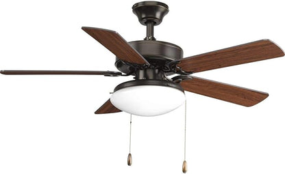 Progress Lighting 2-Light Ceiling Fan Light Kit for AirPro Collection Ceiling Fans, Modern Tranisitonal Style with Wide Low Profile Opal Glass Diffuser, Includes 2 LED Light Bulbs, Antique Bronze