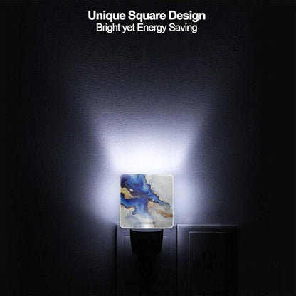 Marble Texture LED Night Lights Plug into Wall Blue and Gold 0.5W Plug in Night Light, Dusk to Dawn, Bright Nightlight Auto On/Off, for Room Bedroom Bathroom