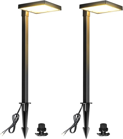 LUTEC 2 Pack Low Voltage Pathway Lights, Aluminum 12V Landscape Lighting with Connectors，IP65 Waterproof Anti-Glare Wired LED Pathway Lights, 5W 500LM Warm White 3000K for Pathway, Yard, Garden