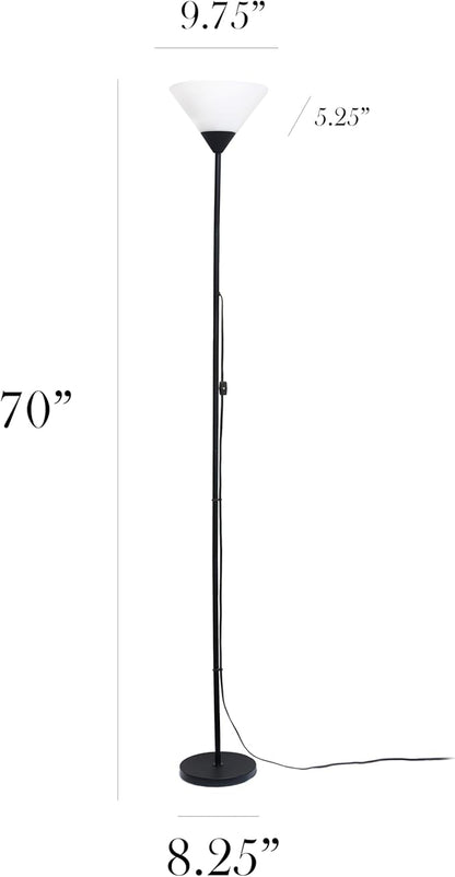 Simple Designs LF1052-BLK 70" Contemporary Classic Metal Uplight Floor Lamp, for Ambient Lighting, Living Room, Bedroom, Black