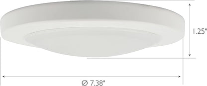 Design House 588160 Paxton Modern Integrated LED Disk Light Indoor/Outdoor Ceiling Flush Mount Dimmable with White Lens Shade for Bathroom Entryway Living Room, White, Satin Nickel