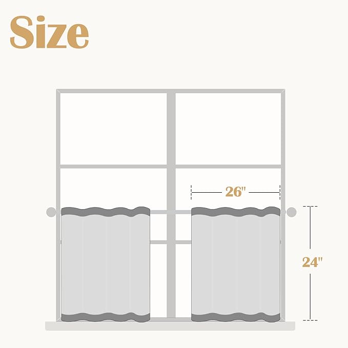jinchan Floral Kitchen Curtains for Windows 24 Inch Linen Tier Farmhouse Cafe Curtains Country Botanic Small Window Rod Pocket Rustic Flax for Laundry Bathroom RV 2 Panels Blue on Beige