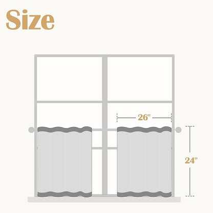 jinchan Floral Kitchen Curtains for Windows 24 Inch Linen Tier Farmhouse Cafe Curtains Country Botanic Small Window Rod Pocket Rustic Flax for Laundry Bathroom RV 2 Panels Blue on Beige
