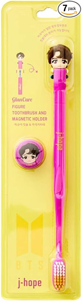 [BTS Official Merchandise] Fans Gift - K-Pop Idols Goods - BTS Character Figure Toothbrush with Convenient Magnetic Holder (J-hope)