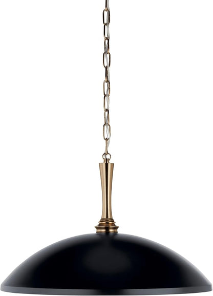 Kichler Delarosa 1-Light Pendant Light Fixture, Updated Traditional Hanging Light with Black Shade and Champagne Bronze Hardware for Kitchen Island, Dining Room, Hallway (12.75" x 20.25"), 52638BK
