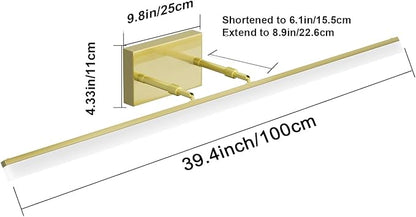 Aipsun Brushed Brass Vanity Light Fixtures 40inch Modern LED Bathroom Fixtures Gold Vanity Lighing for Bathroom Wall Light Fixtures 5500K